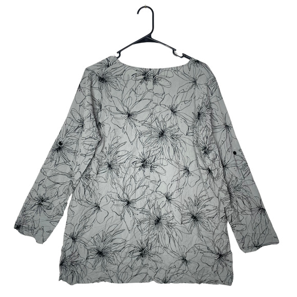 Comfy USA Floral Tunic Top XS Textured Knit Oversized Minimalist Lagenlook Artsy - Picture 2 of 7